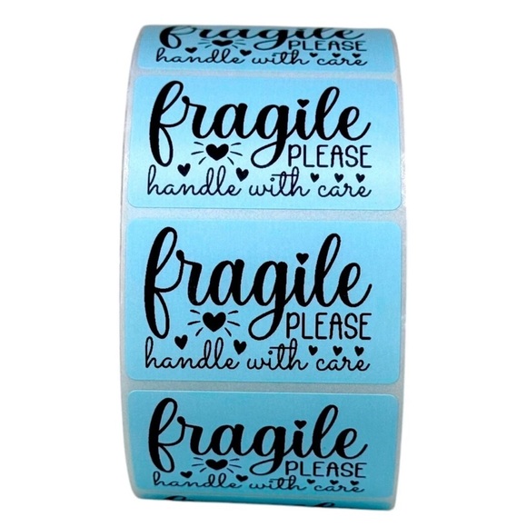 STICKERAFT Other - Cute Fragile Stickers green 2inch - Roll of 100 Packaging Stickers for Shipping